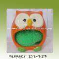 Ceramic sponge holder in cat shape for kitchen